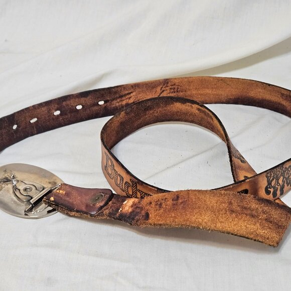 Budweiser Beer Vintage Leather Belt Appx 54" Long W/ Belt Buckle-- READ - Picture 6 of 10